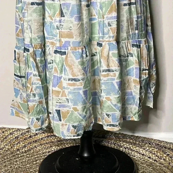 Blu Pepper Artsy Art Deco Multicolor Midi Tiered Ruffled Dress Size L - Picture 6 of 10